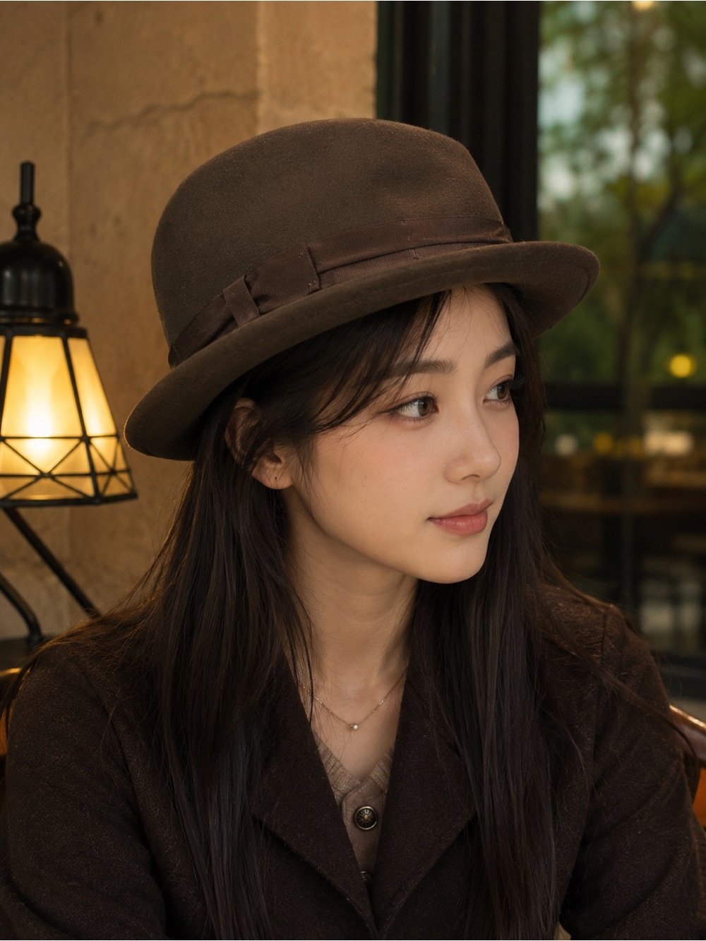 Unique Vintage Brown Wool Fedora Hat with Ribbon Trim